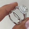 The Halo Promise Ring Set — 2-Piece Pavé CZ Stack