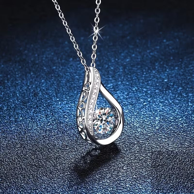 The Dewdrop Necklace — Moissanite Teardrop in Sterling Silver