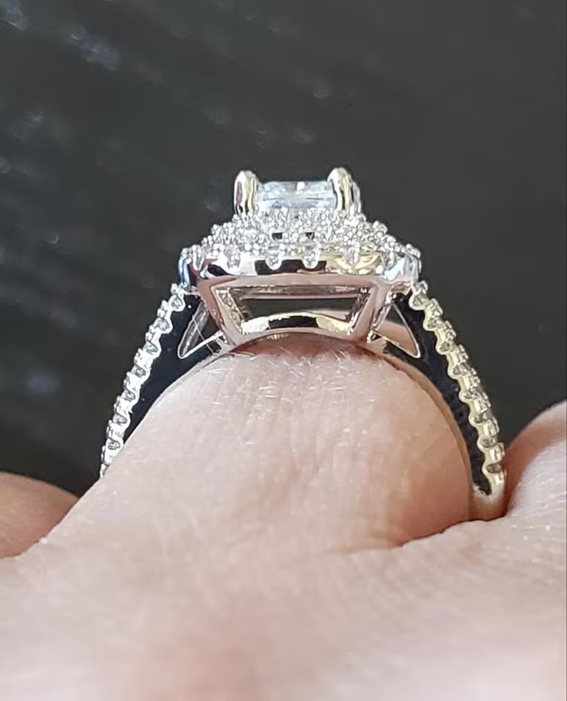 The Halo Promise Ring Set — 2-Piece Pavé CZ Stack